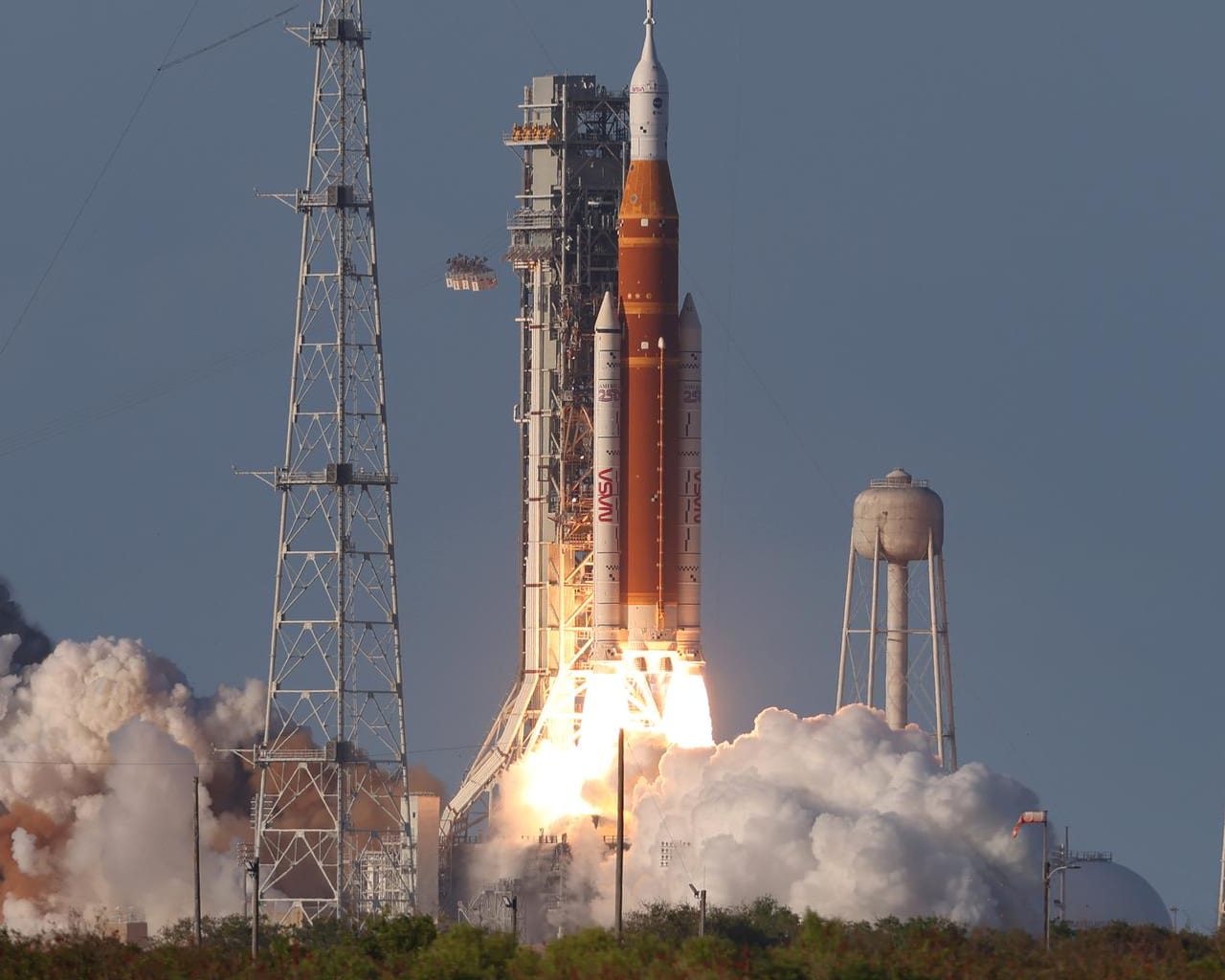 NASA's Space Launch System lifting off from Kennedy Space Center, Cape Canaveral, Florida.